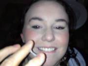 Real sex swinger Face radiates purple glow during sex